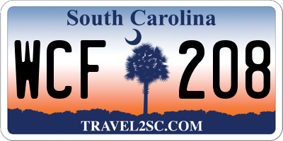 SC license plate WCF208