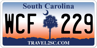 SC license plate WCF229
