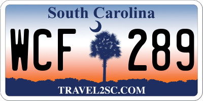 SC license plate WCF289