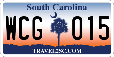 SC license plate WCG015