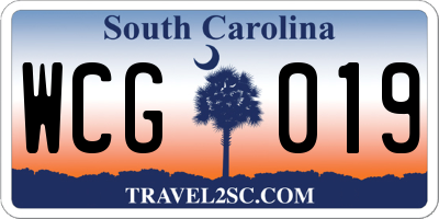 SC license plate WCG019