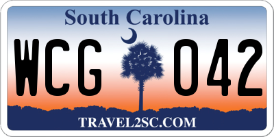 SC license plate WCG042
