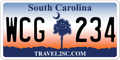 SC license plate WCG234