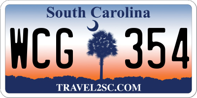SC license plate WCG354