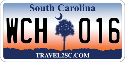 SC license plate WCH016