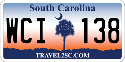 SC license plate WCI138
