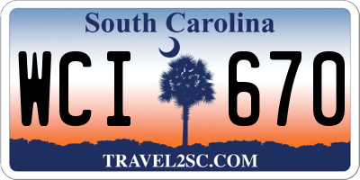 SC license plate WCI670