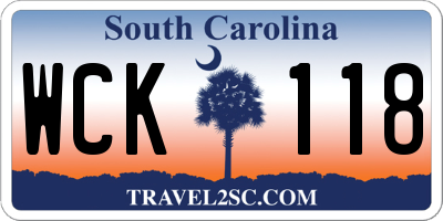 SC license plate WCK118