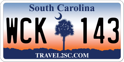 SC license plate WCK143