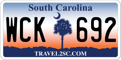 SC license plate WCK692
