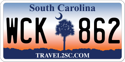 SC license plate WCK862