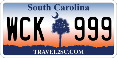 SC license plate WCK999