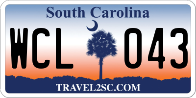 SC license plate WCL043
