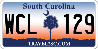 SC license plate WCL129
