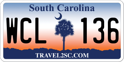SC license plate WCL136