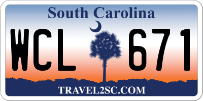SC license plate WCL671