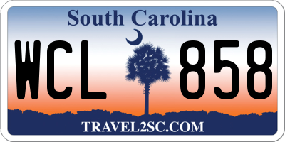 SC license plate WCL858