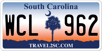 SC license plate WCL962