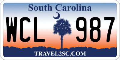 SC license plate WCL987
