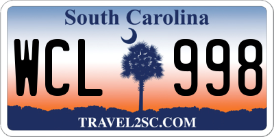 SC license plate WCL998