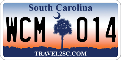 SC license plate WCM014