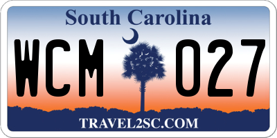 SC license plate WCM027