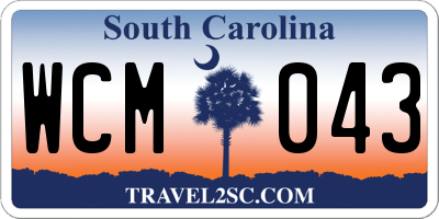 SC license plate WCM043