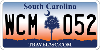 SC license plate WCM052