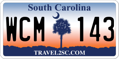 SC license plate WCM143
