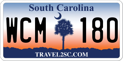SC license plate WCM180