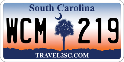 SC license plate WCM219