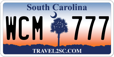 SC license plate WCM777