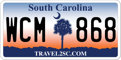 SC license plate WCM868