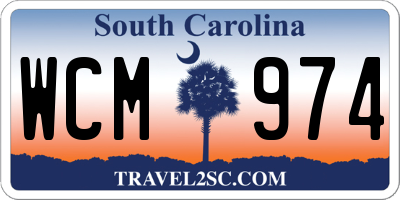 SC license plate WCM974