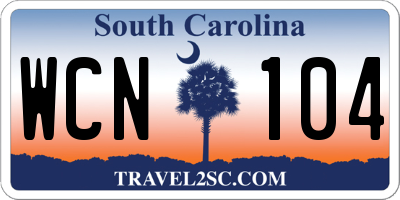 SC license plate WCN104