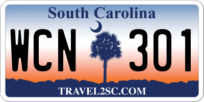 SC license plate WCN301