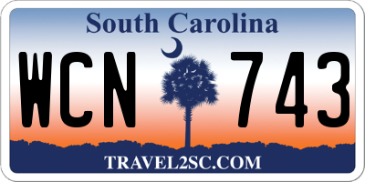SC license plate WCN743