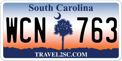SC license plate WCN763