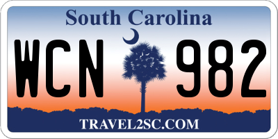 SC license plate WCN982