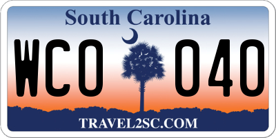 SC license plate WCO040