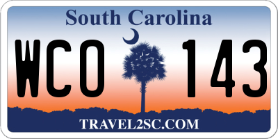 SC license plate WCO143