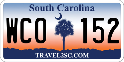 SC license plate WCO152