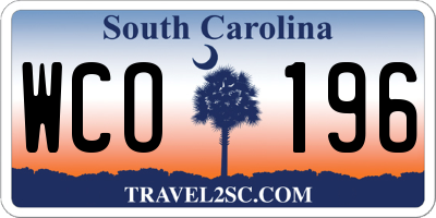 SC license plate WCO196