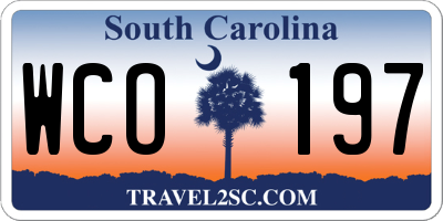 SC license plate WCO197