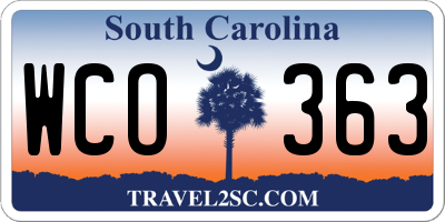 SC license plate WCO363