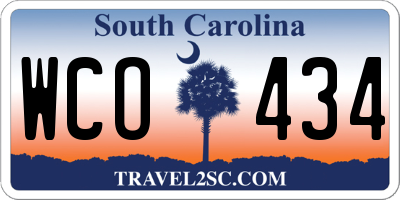 SC license plate WCO434