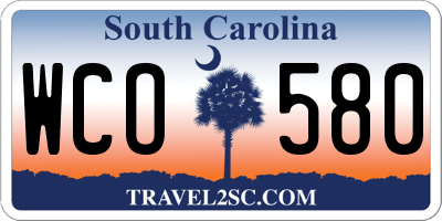 SC license plate WCO580