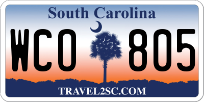 SC license plate WCO805