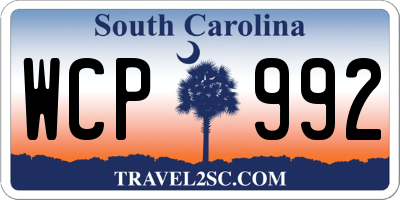 SC license plate WCP992