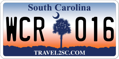 SC license plate WCR016